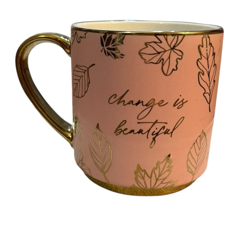 Erin Condren EXCLUSIVE Gold & Blush "Change‎ is Beautiful" Ceramic Mug 8 Oz Chic